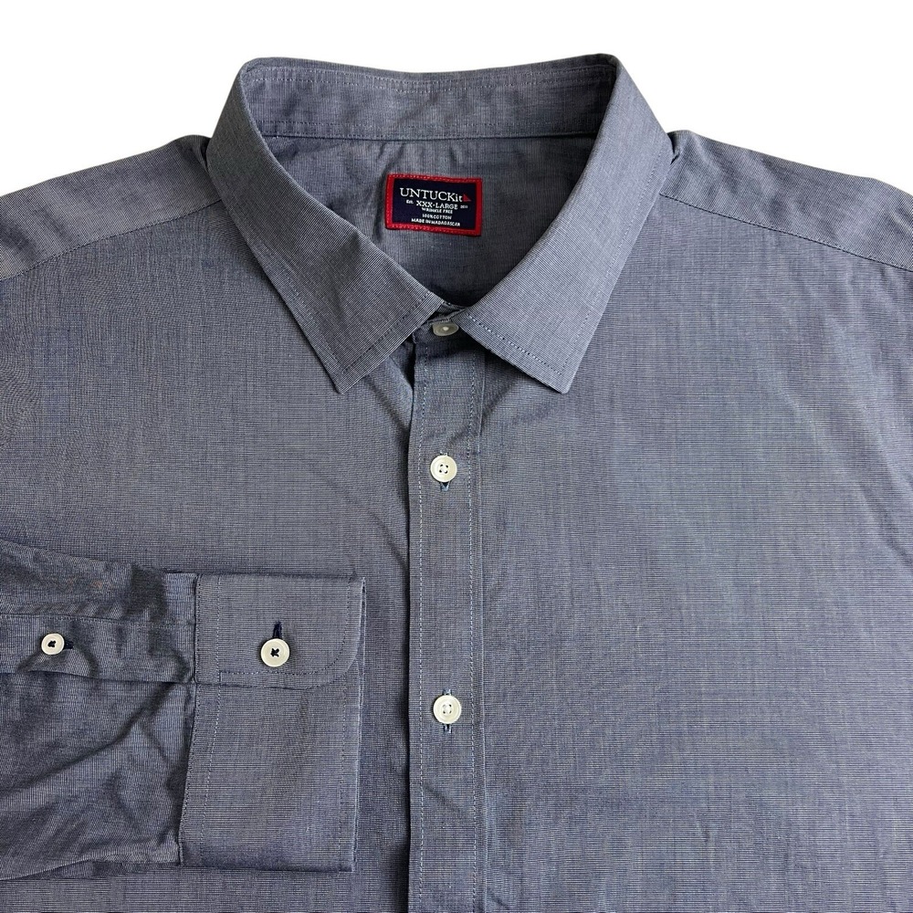 Untuckit Orville WF Mens 3XL Gray Cotton Long‎ Sleeve Button Up Shirt